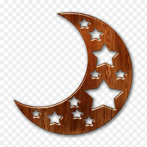 创意合成木板月亮形状星星