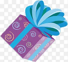 紫色花纹礼盒蓝色蝴蝶结