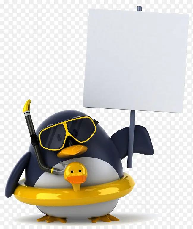3D企鹅举牌子图片