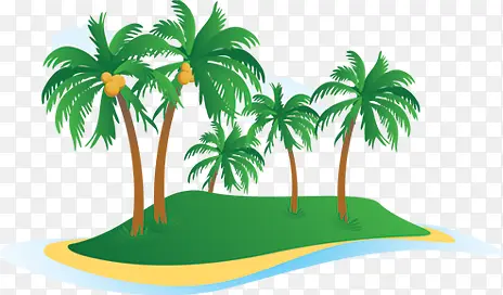 夏日海滩椰子树草坪