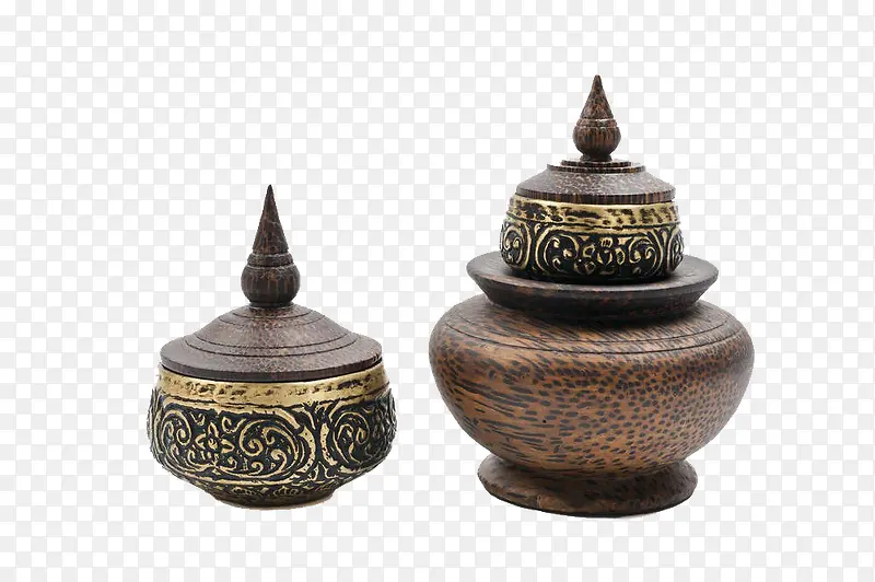 泰国黄铜木碗