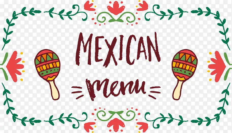 手绘彩色墨西哥菜单封面