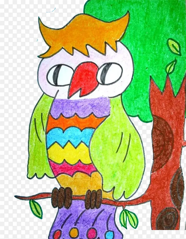 彩绘儿童画啄木鸟图案