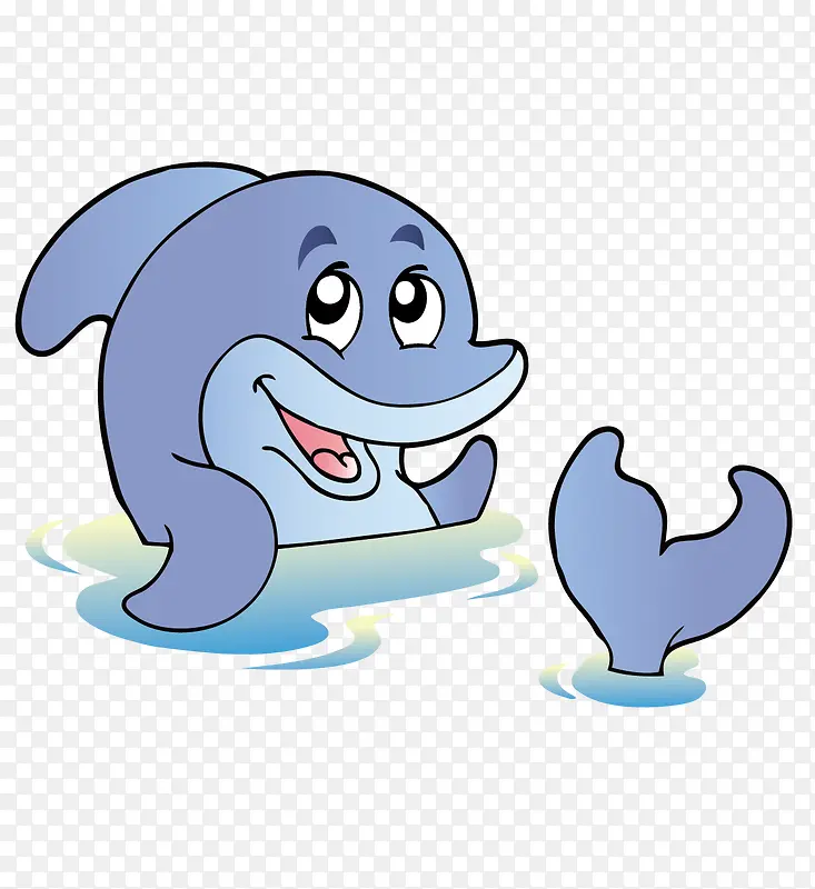 卡通矢量戏水的海豚