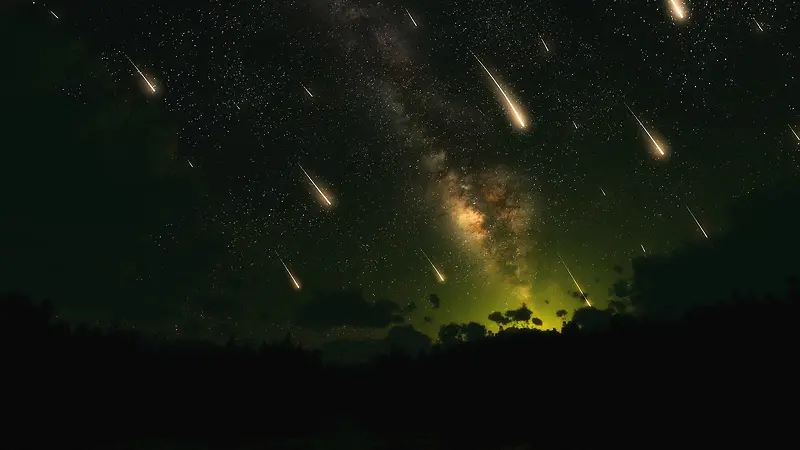 绚丽夜空流星陨石