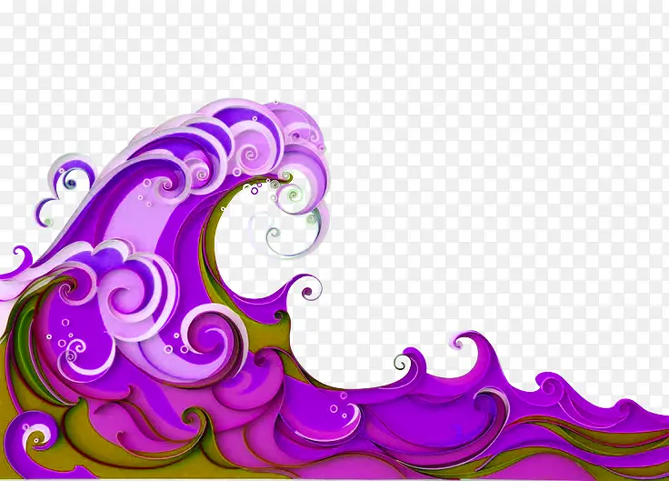 紫色中国风海浪边框纹理