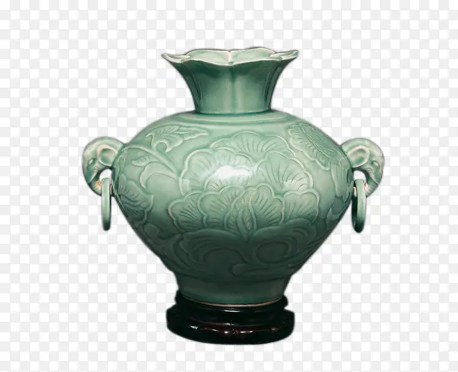 双耳青瓷花瓶