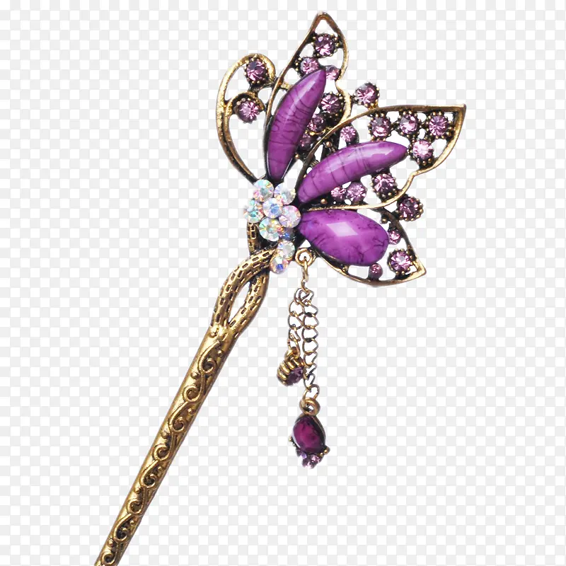 紫色宝石复古宫廷发簪发钗