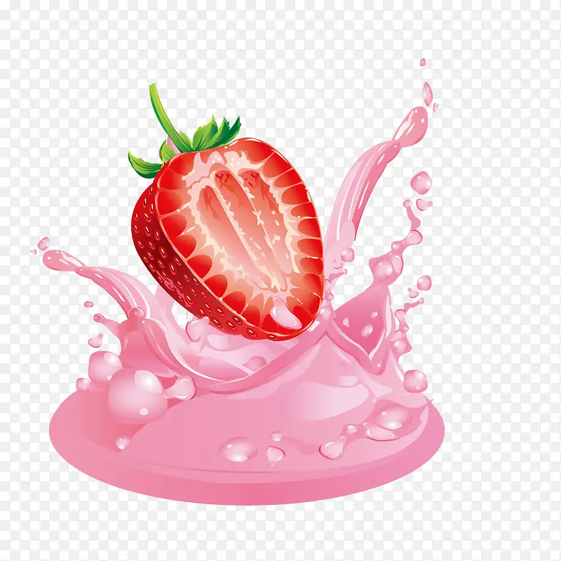 矢量草莓插画果汁