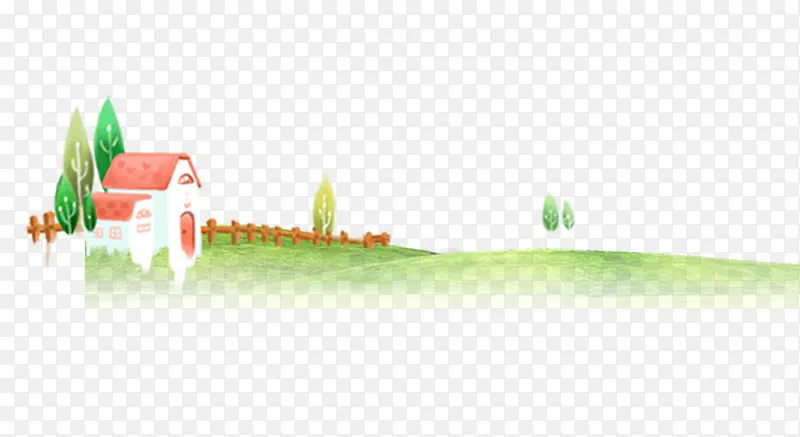 草原房屋绘画免抠素材