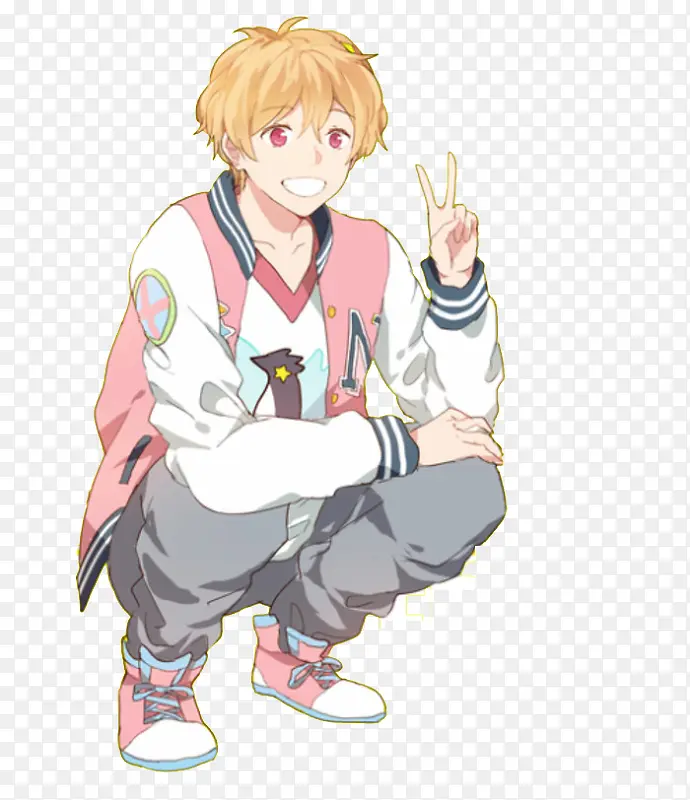 手绘姿势男生创意