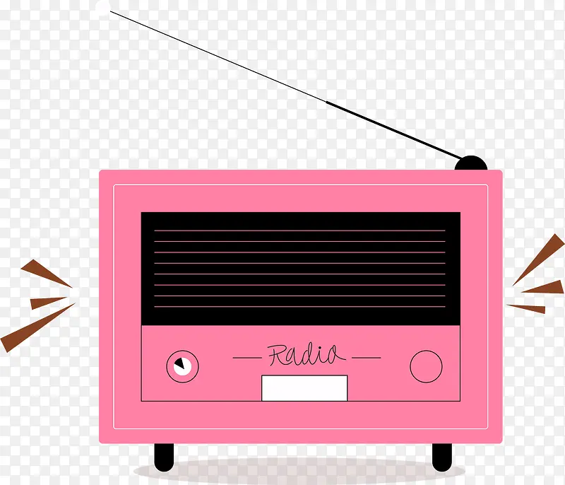 粉色简约收音机装饰图案