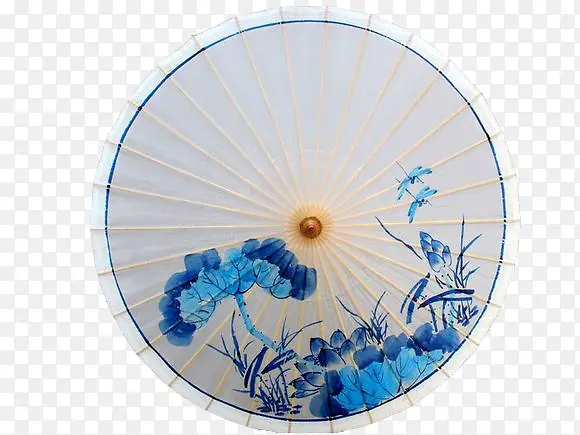 蓝色花朵油纸伞