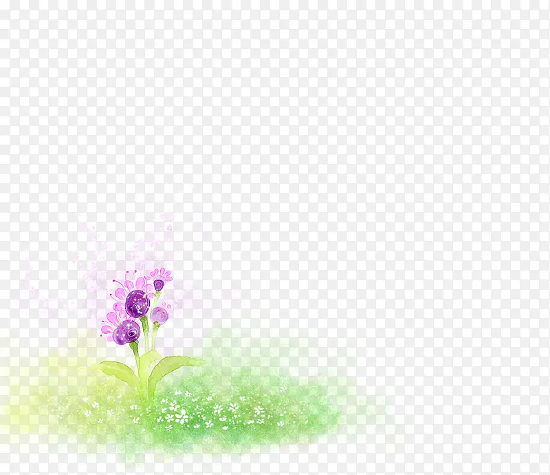 手绘紫色小花草地