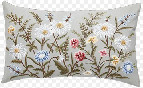 野花刺绣枕头