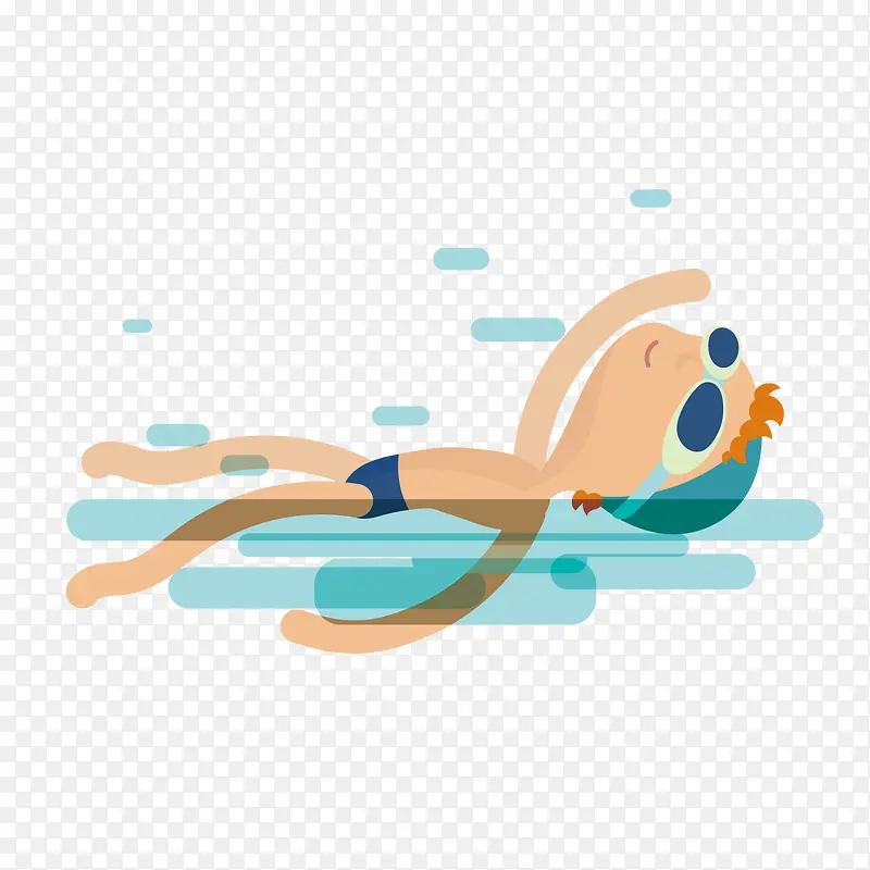 仰泳式游泳卡通插画