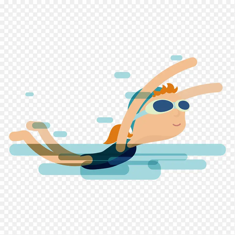 游泳运动卡通插画