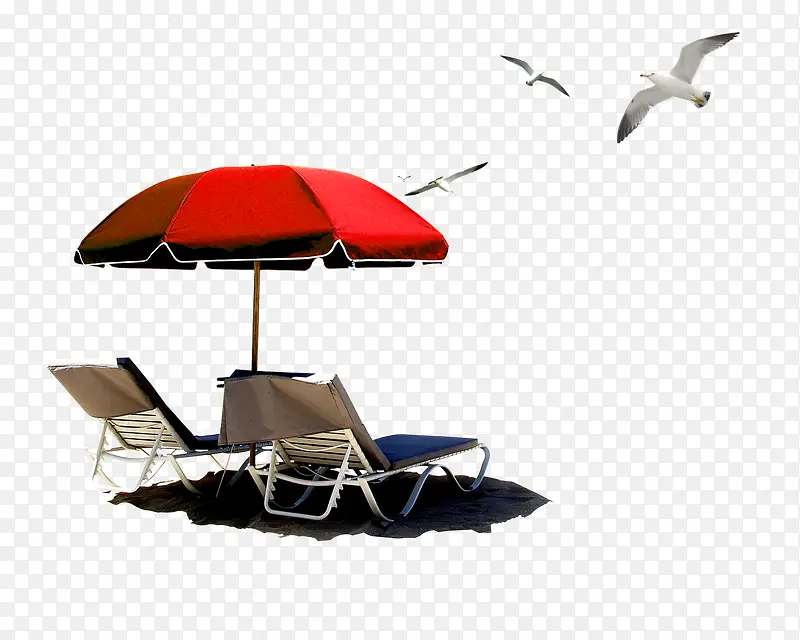 沙滩太阳伞躺椅