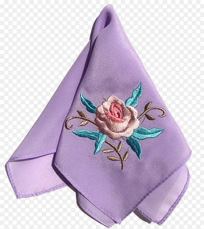 浅紫色刺绣玫瑰手绢免费下载