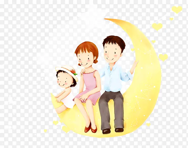 星空夜晚一家人