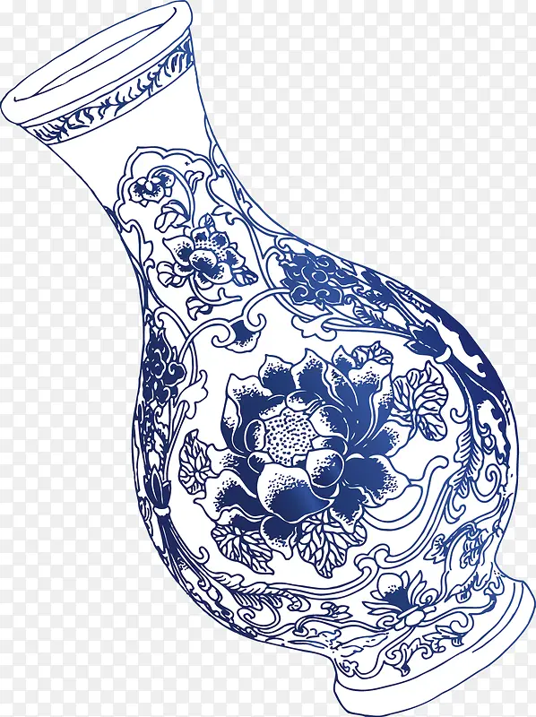 花瓶青花瓷装饰设计矢量