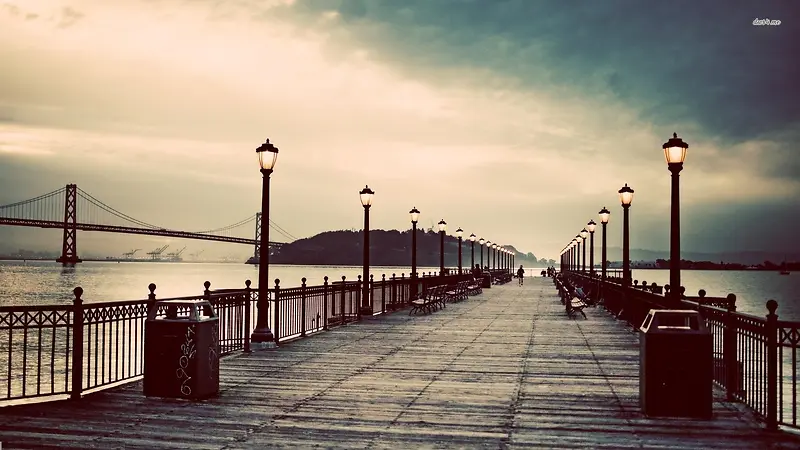 水上木桥海报背景