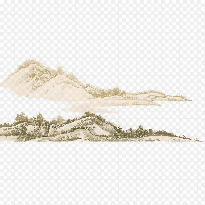 山水风景插画素材PNG图片素材下载_图片编号yglbmban-免抠素材网