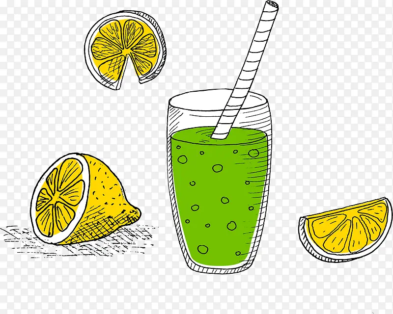 卡通手绘饮料健康柠檬汁