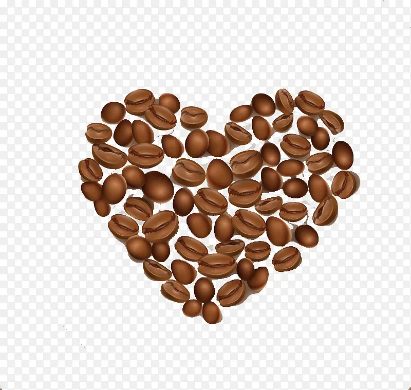 咖啡豆组合爱心矢量图