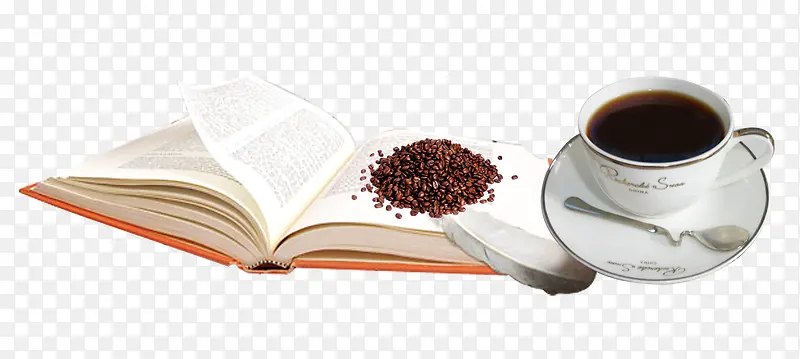 书本上的咖啡豆 咖啡杯