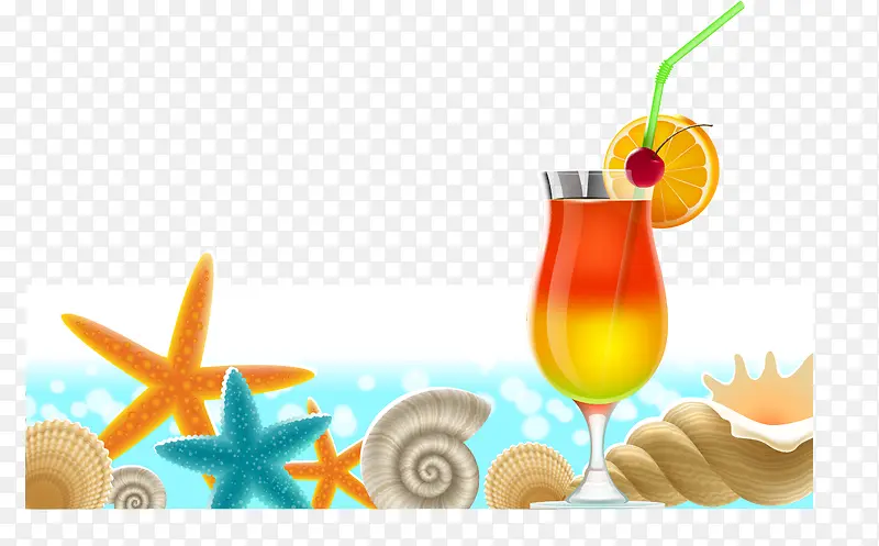 海鲜 沙滩 海螺 饮料 海星
