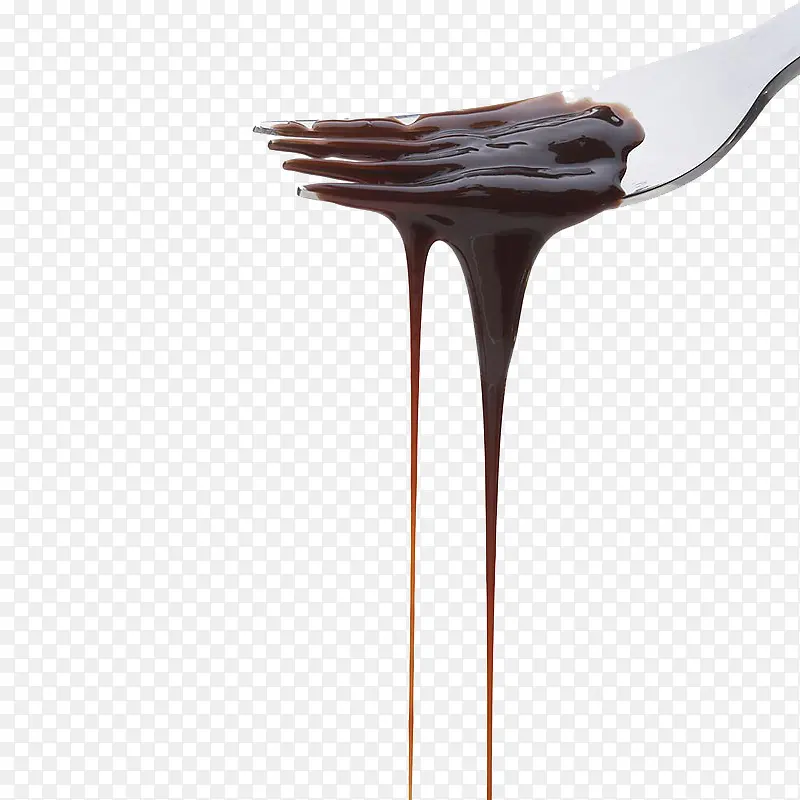 用叉子浇起来的巧克力