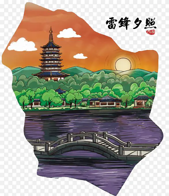 雷峰塔色彩画