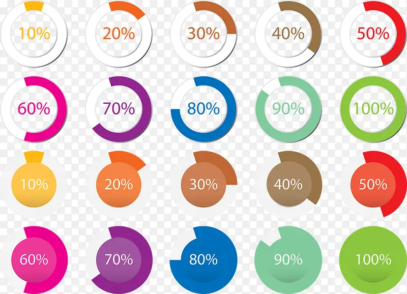 彩色几何进度表矢量图
