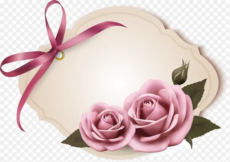 粉色玫瑰花标签