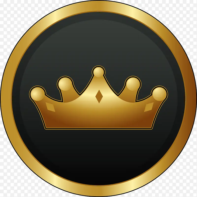 手绘皇冠背景黑底金边圆形图案