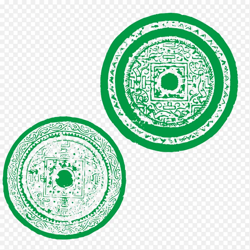 绿色铜钱传统图案