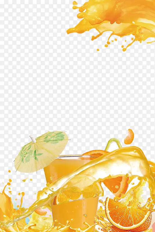 夏晶冰饮橙汁海报边框