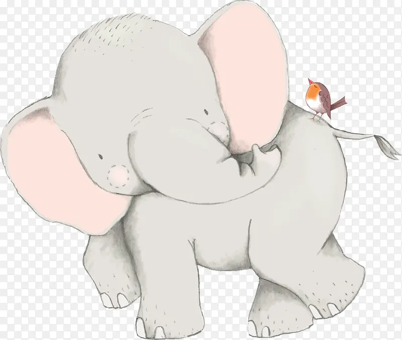 水彩卡通灰色大象