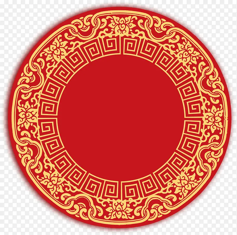 中国风黄色花纹圆形十字绣装饰