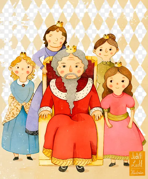 手绘国王和女儿们