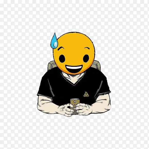 玩手机的黄色表情卡通人物