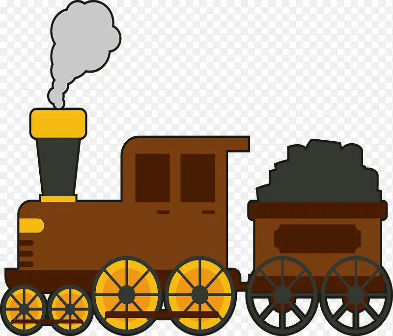 运煤小火车上世纪款式矢量图