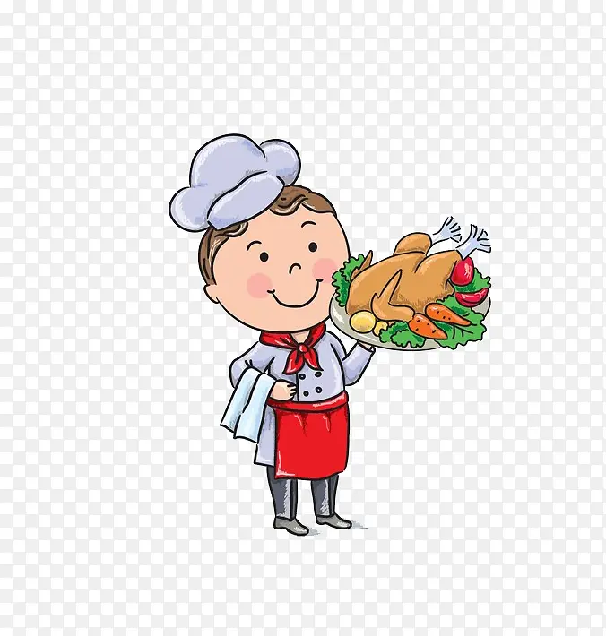 卡通厨师烤鸡