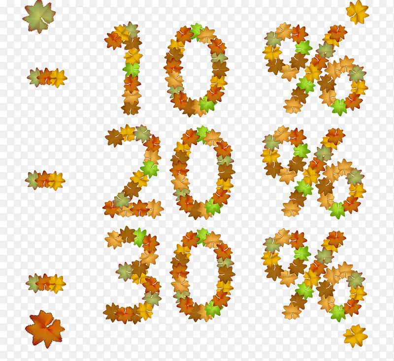 秋季树叶数字促销百分比