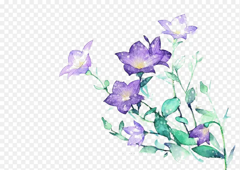 手绘创意水墨紫色的花卉