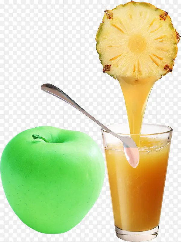 美味的菠萝汁和苹果