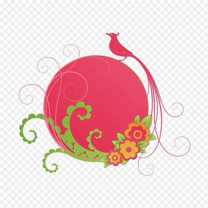 矢量凤凰花纹