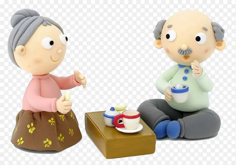 老年夫妻喝茶