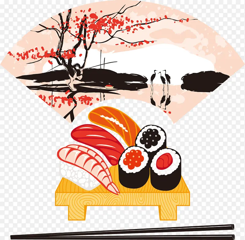 矢量日本寿司三文鱼